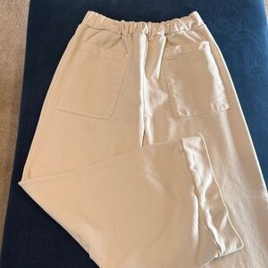 Cream Wide-Leg elevated sweatpants